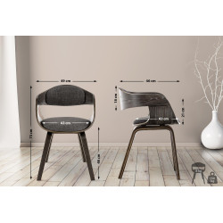 Chaise visiteur Kingston tissu gris/gris clair