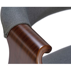 Lot de 2 chaises de salle à manger en tissu Foley | noyer/gris