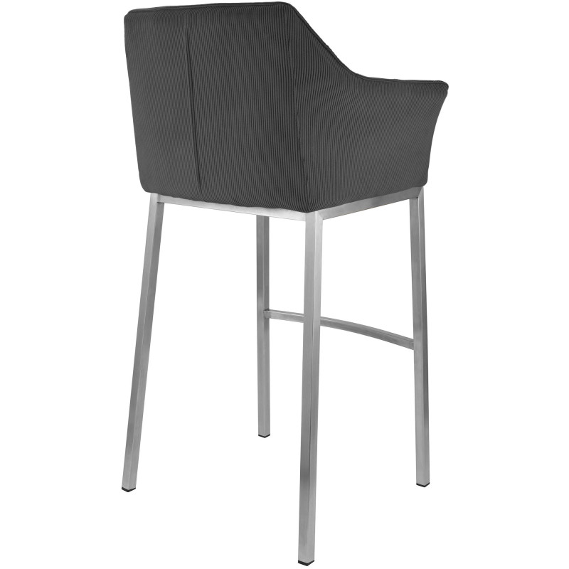 Tabouret de bar Damaso E Cord avec structure à 4 pieds gris foncé