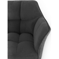 Tabouret de bar Damaso E Cord avec structure à 4 pieds gris foncé