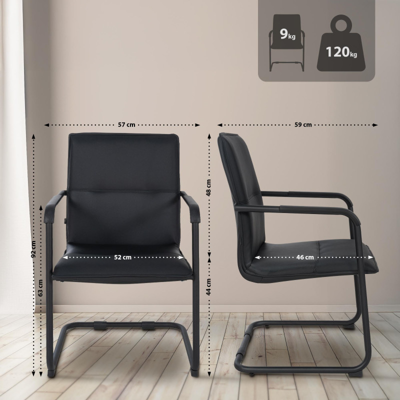 Chaise visiteur Seattle noir/noir