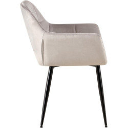 Fauteuil visiteur Emia, velours, gris clair