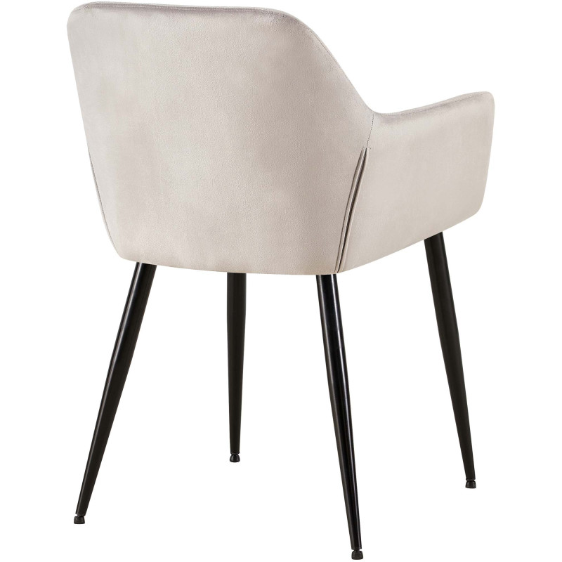 Fauteuil visiteur Emia, velours, gris clair