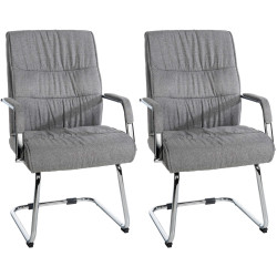 Lot de 2 chaises visiteurs Sievert tissu gris clair