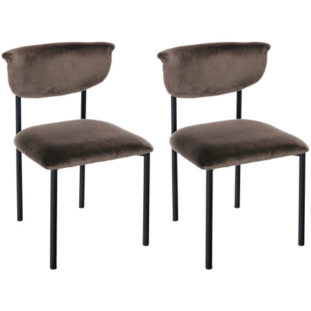 Lot de 2 chaises visiteurs Gambell en velours marron