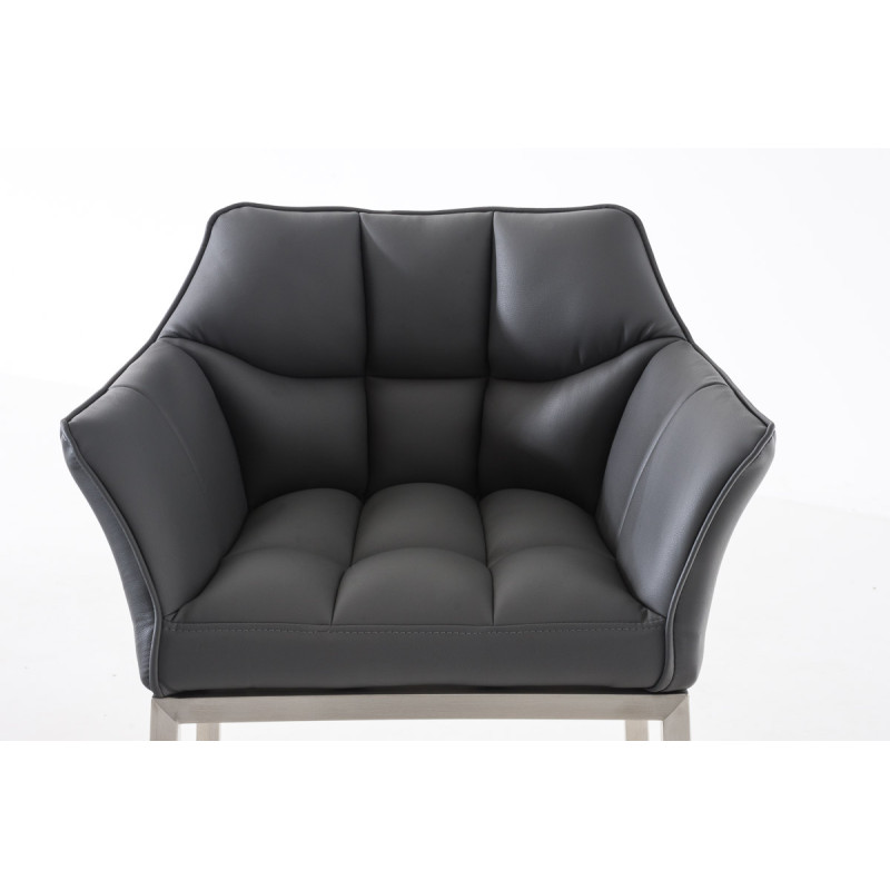Tabouret de bar Damaso E avec structure à 4 pieds gris