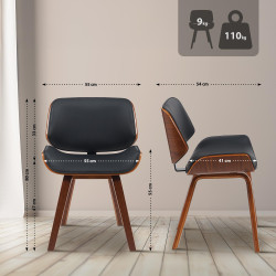 Sedia visitatore Beverley, ecopelle, noce/nero