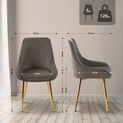Chaise de salle à manger Elmira en velours doré | anthracite