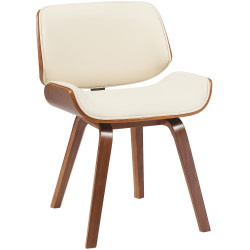 Chaise visiteur Beverley, cuir artificiel, noyer/crème