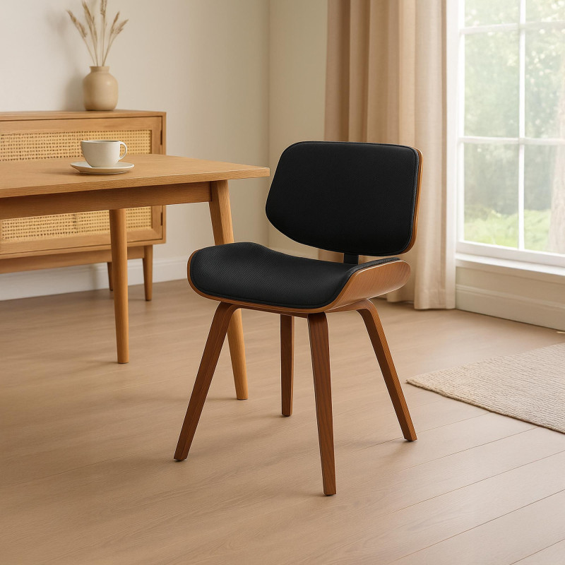 Chaise visiteur Beverley en tissu noyer/noir