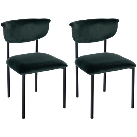 Lot de 2 chaises visiteurs Gambell en velours vert foncé