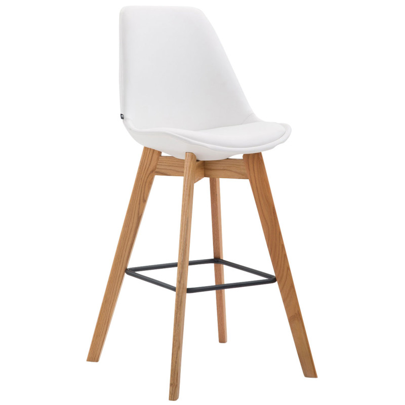 Tabouret de bar Metz en cuir artificiel Natura blanc