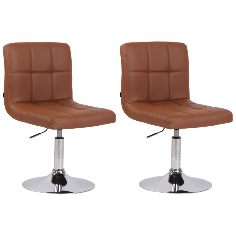 Lot de 2 chaises longues Palma V2 simili cuir marron clair