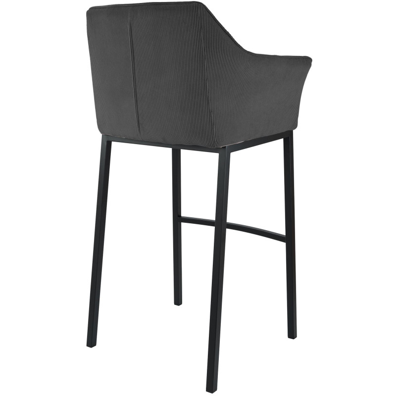Tabouret de bar Damaso B Cord avec structure à 4 pieds gris foncé