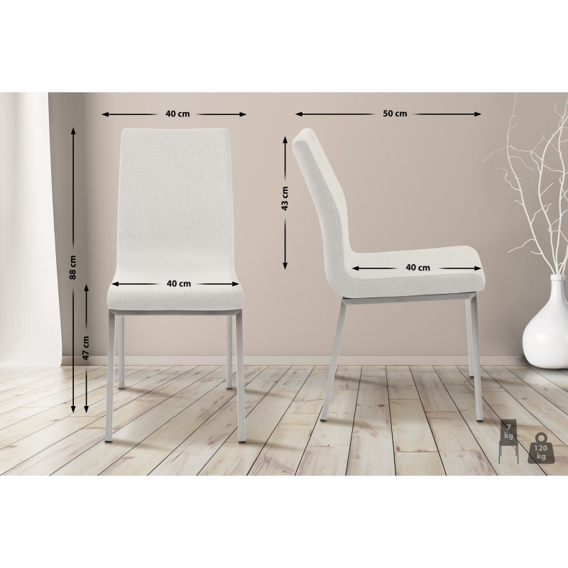 Chaise de salle à manger Colmar, tissu blanc