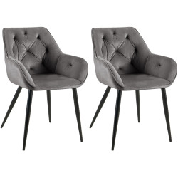 Lot de 2 chaises de salle à manger Cassis gris foncé