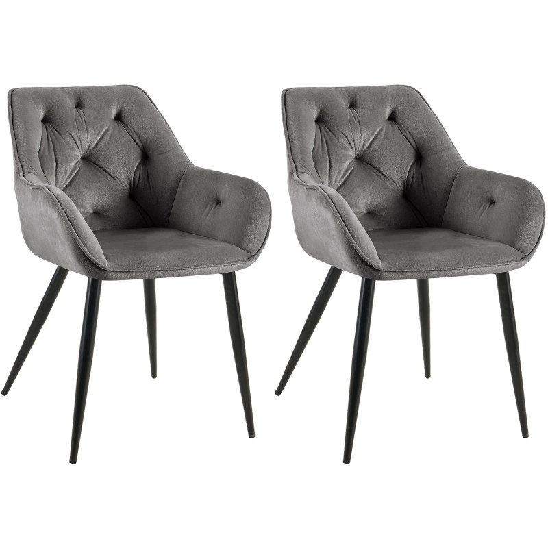 Lot de 2 chaises de salle à manger Cassis gris foncé