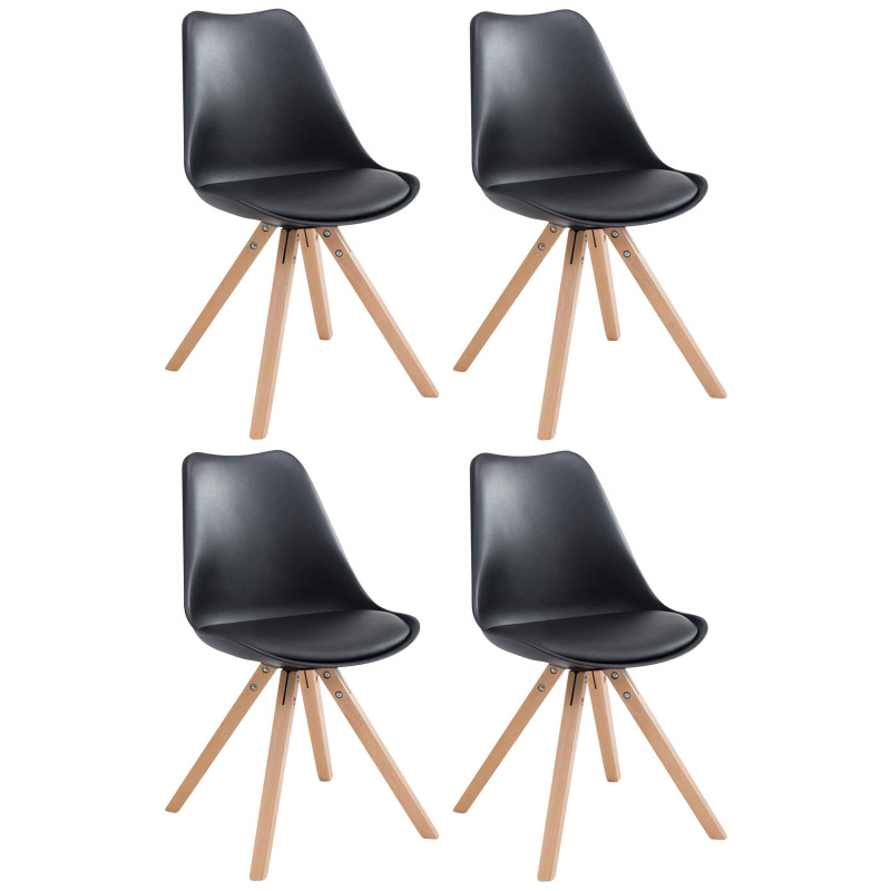 Lot de 4 chaises Toulouse simili cuir Natura Square noir