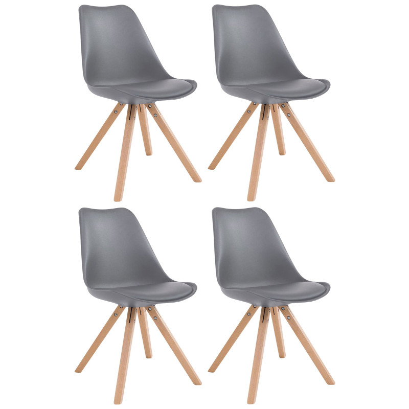 Lot de 4 chaises Toulouse simili cuir Natura Square gris