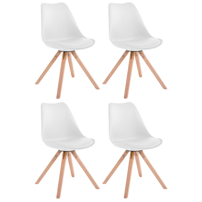 Lot de 4 chaises Toulouse simili cuir Natura Square blanc