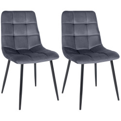 Lot de 2 chaises de salle à manger en velours Tilde | gris foncé
