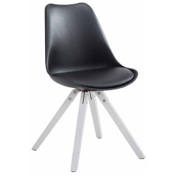 Lot de 4 chaises Toulouse simili cuir blanc Carré noir