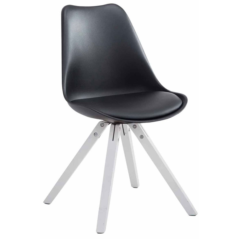 Lot de 4 chaises Toulouse simili cuir blanc Carré noir