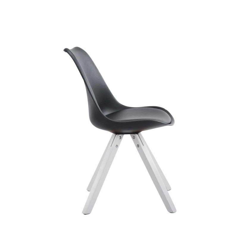 Lot de 4 chaises Toulouse simili cuir blanc Carré noir