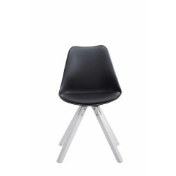 Lot de 4 chaises Toulouse simili cuir blanc Carré noir