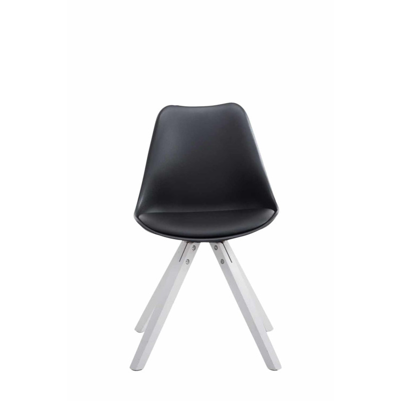 Lot de 4 chaises Toulouse simili cuir blanc Carré noir