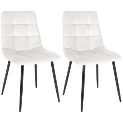 Lot de 2 chaises de salle à manger en velours Tilde | blanc crème