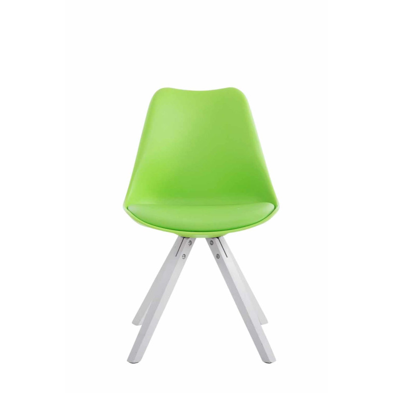 Lot de 4 chaises Toulouse, simili cuir blanc, carré vert