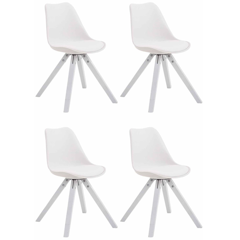 Lot de 4 chaises Toulouse simili cuir blanc Carré blanc