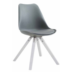 Lot de 4 chaises Toulouse simili cuir blanc Carré gris