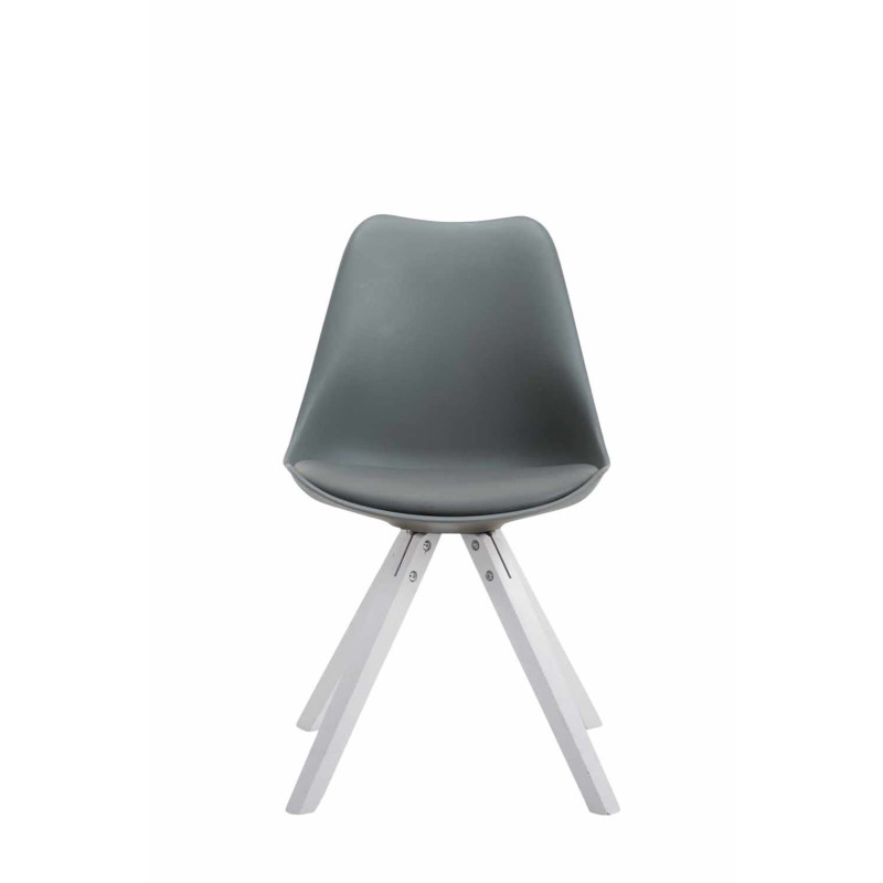 Lot de 4 chaises Toulouse simili cuir blanc Carré gris