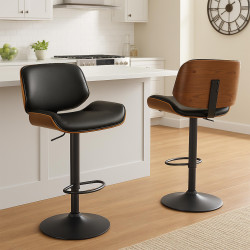 Sgabello da bar Beverley B in similpelle color noce/nero