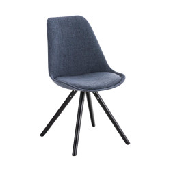 Chaise Pegleg, en tissu, ronde, noire/bleue