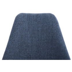 Chaise à pieds de bois, tissu carré, noir/bleu