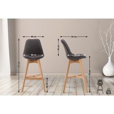 Tabouret de bar Cannes tissu Natura