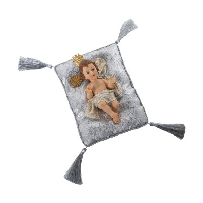 Figurine Décorative Alexandra House Living Argenté Plastique 12 x 15 x 23 cm Coussin Bébé Jésus