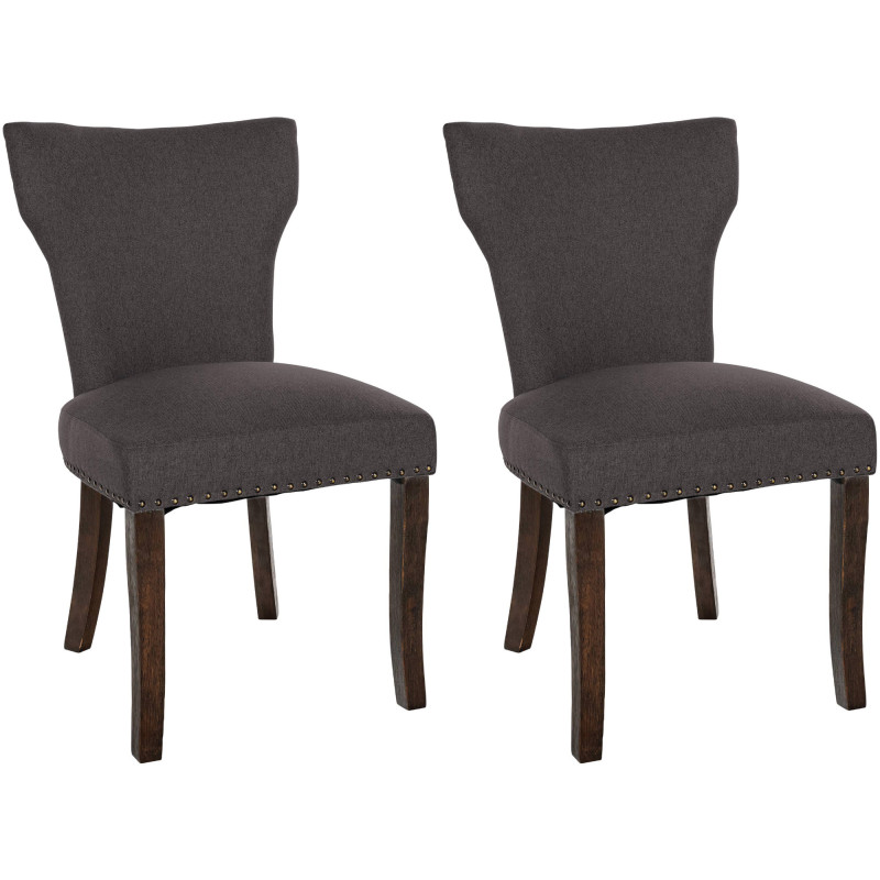 Lot de 2 chaises de salle à manger en tissu Zadar antique-foncé | gris foncé