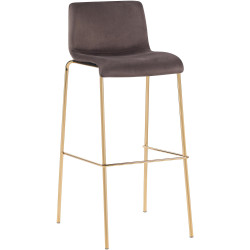 Tabouret de bar Hoover en velours à 4 pieds, doré et marron