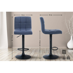 Tabouret de bar Calma tissu noir bleu