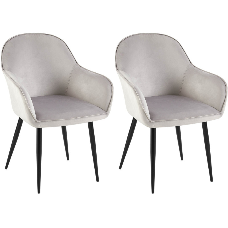 Lot de 2 chaises de salle à manger en velours Boise | gris