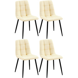 Lot de 4 chaises de salle à manger Antibes simili cuir | crème