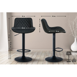 Tabouret de bar Minosa simili cuir noir