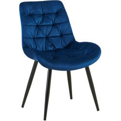 Chaise de salle à manger en velours Rossford | bleu foncé