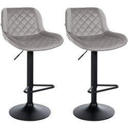 Lot de 2 tabourets de bar en velours Kasson gris