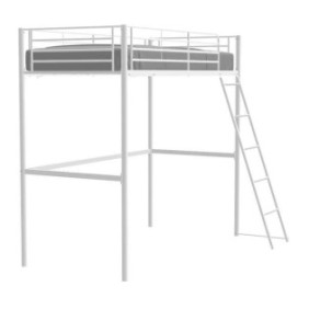 Lit mezzanine ELIOT 90 x 190 cm - Métal - Sommier inclus - Blanc