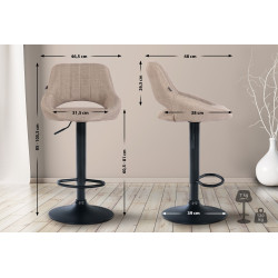 Tabouret de bar Milet tissu...